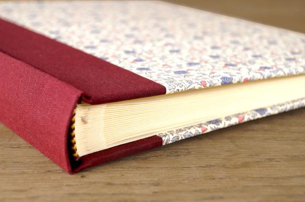Romantic photo album "Sissi", burgundy, blue flowers, handmade album